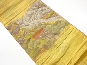 山並み・川に木々・家風景模様袋帯